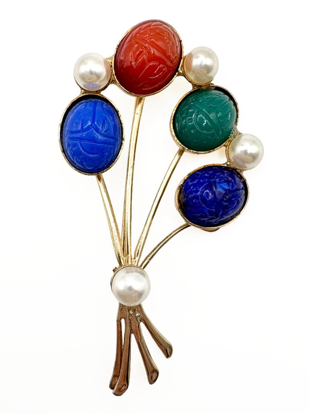 Vintage Colorful Balloon Brooch With Faux Pearl